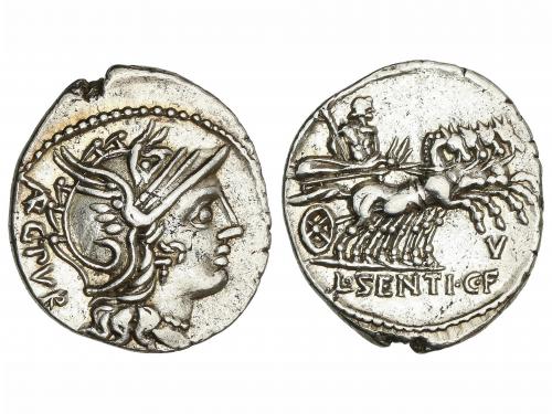 REPÚBLICA ROMANA. Denario. 101 a.C. SENTIA. Lucius Sentius C