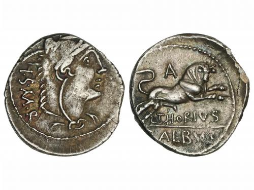 REPÚBLICA ROMANA. Denario. 105 a.C. THORIA. L. Thorius Balbu
