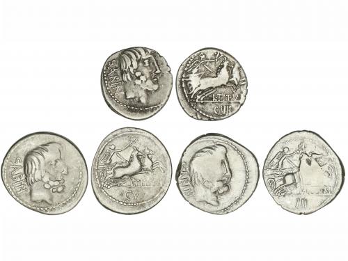 REPÚBLICA ROMANA. Lote 3 monedas Denario. 89 a.C. TITURIA. L