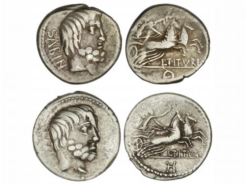 REPÚBLICA ROMANA. Lote 2 monedas Denario. 89 a.C. TITURIA. L