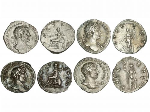 IMPERIO ROMANO. Lote 4 monedas Denario. Acuñadas el 117-138 