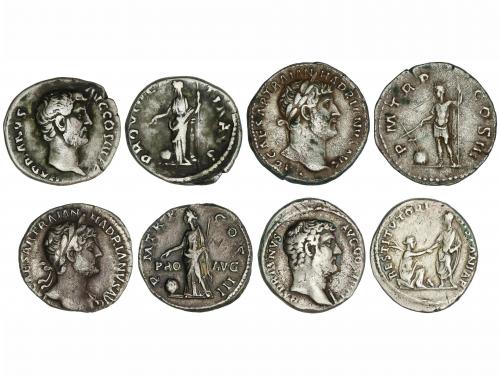 IMPERIO ROMANO. Lote 4 monedas Denario. Acuñadas el 117-138 