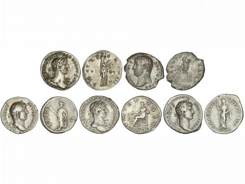 IMPERIO ROMANO. Lote 5 monedas Denario. Acuñadas el 117-138 