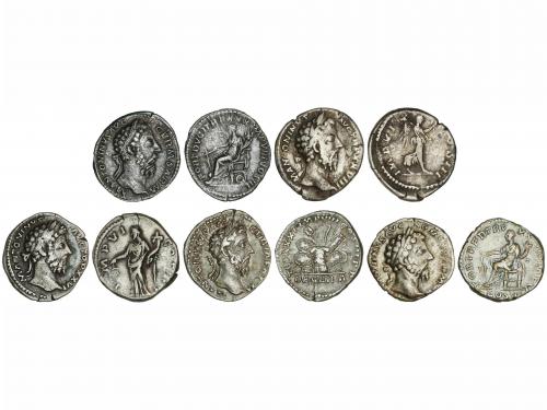 IMPERIO ROMANO. Lote 5 monedas Denario. Acuñadas el 161-180 