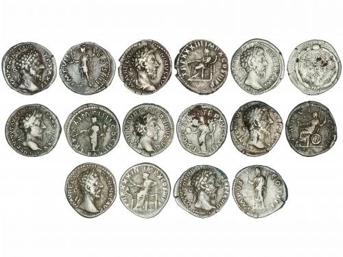 IMPERIO ROMANO. Lote 8 monedas Denario. Acuñadas el 161-180 