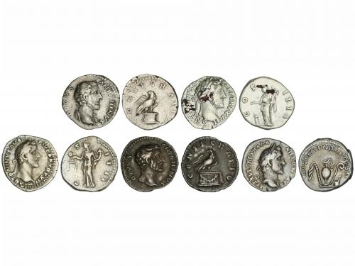 IMPERIO ROMANO. Lote 5 monedas Denario. Acuñadas el 138-161 