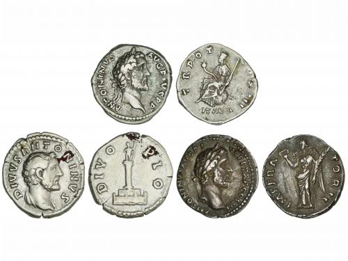 IMPERIO ROMANO. Lote 3 monedas Denario. Acuñadas el 138-161 