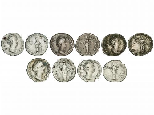 IMPERIO ROMANO. Lote 5 monedas Denario. Acuñadas el 141 d.C.