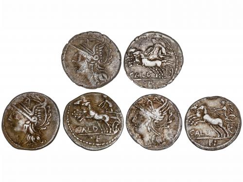 REPÚBLICA ROMANA. Lote 3 monedas Denario. 104 a.C. COELIA o 