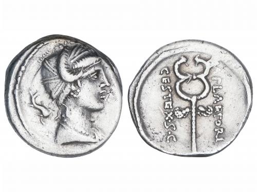 REPÚBLICA ROMANA. Denario. 69 a.C. PLAETORIA. M. Plaetorius 