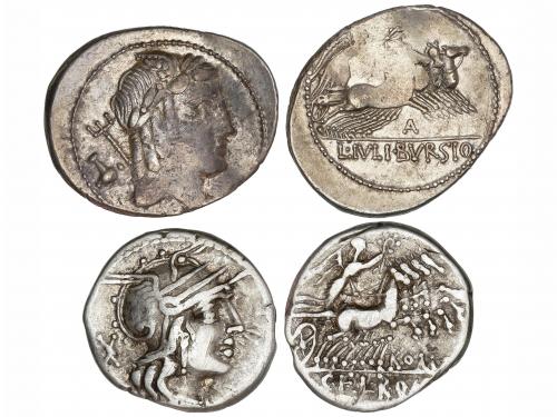 REPÚBLICA ROMANA. Lote 2 monedas Denario. 127 y 85 a.C. FABI