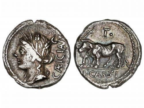 REPÚBLICA ROMANA. Denario. 102 a.C. CASSIA. L. Cassius Caeci
