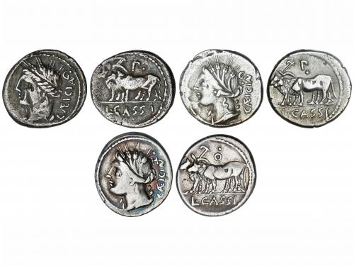 REPÚBLICA ROMANA. Lote 3 monedas Denario. 102 a.C. CASSIA. L