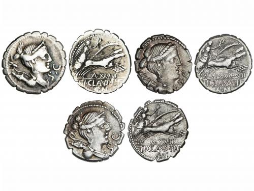 REPÚBLICA ROMANA. Lote 3 monedas Denario. 79 a.C. CLAUDIA. T