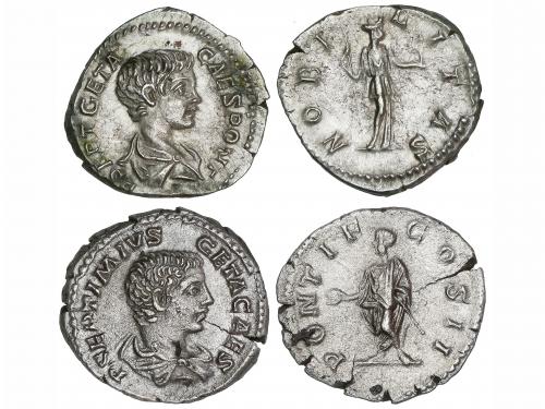 IMPERIO ROMANO. Lote 2 monedas Denario. Acuñadas el 199-209 