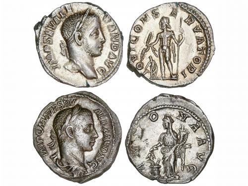 IMPERIO ROMANO. Lote 2 monedas Denario. Acuñadas el 222-231 
