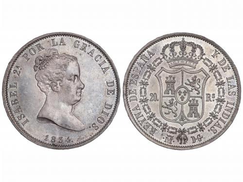 <b>ISABEL II. 20 Reales. 1834. MADRID. D.G. </b>27 grs. Dep