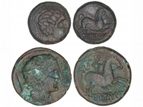 MONEDAS HISPÁNICAS. Lote 2 monedas Semis y As. 120-20 a.C. I