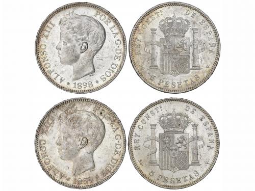 ALFONSO XIII. Lote 2 monedas 5 Pesetas. 1898 (*18-98) y 1899