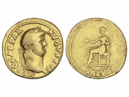 IMPERIO ROMANO. Áureo. Acuñada el 66-68 d.C. NERÓN. ROMA y L