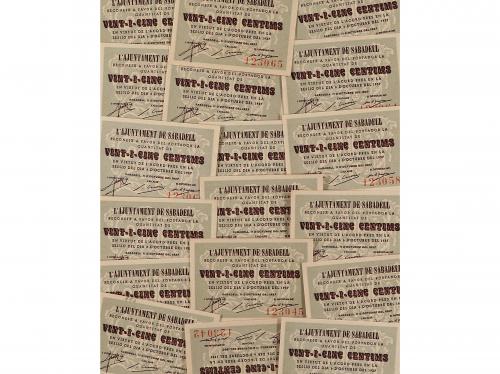 CATALUNYA. Lote 18 billetes 25 Cèntims. 6 Octubre 1937. Aj. 