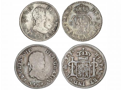 FERNANDO VII. Lote 2 monedas 1/2 Real. 1812 y 1819. CATALUÑA