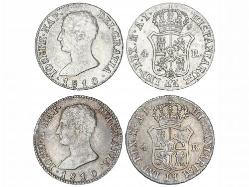 JOSÉ NAPOLEÓN. Lote 2 monedas 4 Reales. 1810. MADRID. A.I. M
