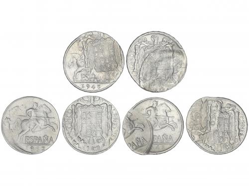 ESTADO ESPAÑOL. Lote 3 monedas 5 Céntimos. 1941, 1945 y 1953
