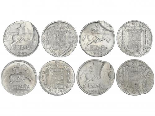 ESTADO ESPAÑOL. Lote 4 monedas 5 Céntimos. 1945 y 1953. Las 
