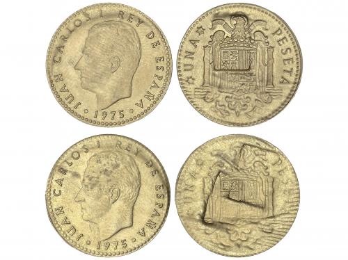 JUAN CARLOS I. Lote 2 monedas 1 Peseta. 1975 (*19-78) y estr