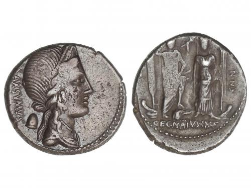 REPÚBLICA ROMANA. Denario. 75 a.C. EGNATIA. Cn. Egnatius Cn.
