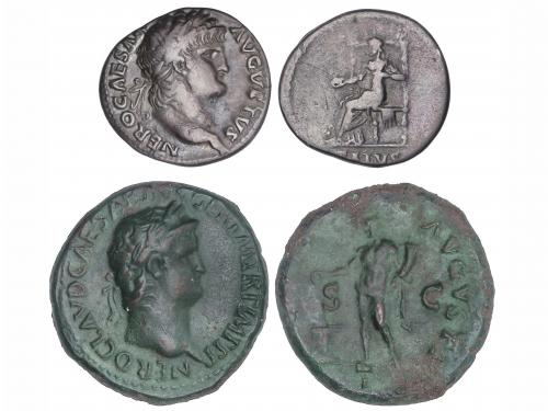 IMPERIO ROMANO. Lote 2 monedas Denario y As. Acuñadas el 54-