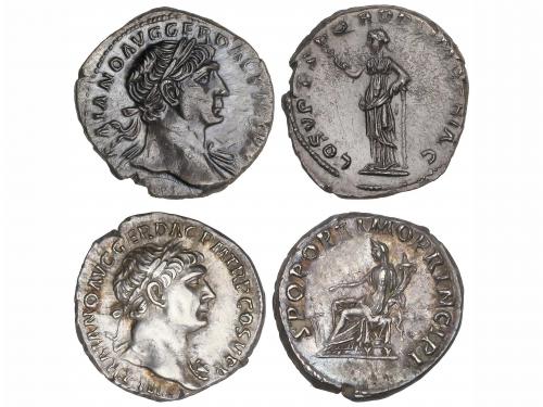 IMPERIO ROMANO. Lote 2 monedas Denario. Acuñadas el 103-112 