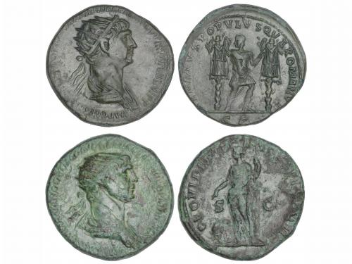 IMPERIO ROMANO. Lote 2 monedas Dupondio. Acuñadas el 114-117
