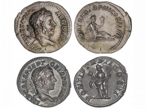 IMPERIO ROMANO. Lote 2 monedas Denario. Acuñadas el 210-212 