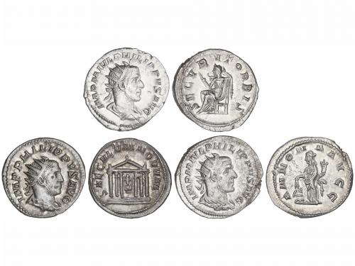 IMPERIO ROMANO. Lote 3 monedas Antoniniano. Acuñadas el 244-