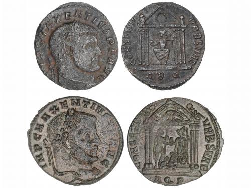 IMPERIO ROMANO. Lote 2 monedas Follis. Acuñadas el 307-310 d
