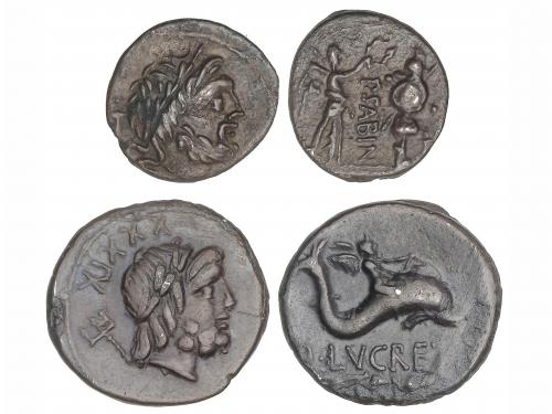 REPÚBLICA ROMANA. Lote 2 monedas Denario y Quinario. 76 y 99