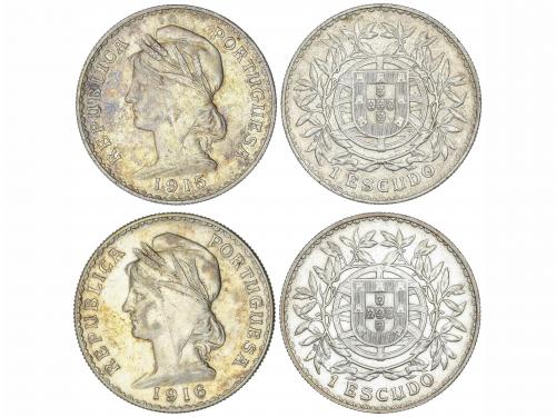 PORTUGAL. Lote 2 monedas 1 Escudo. 1915 y 1916. AR. Las dos 