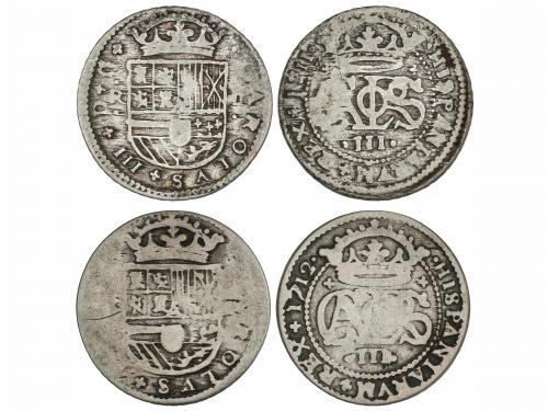 CARLOS III Pretendiente. Lote 2 monedas 2 Reales. 1711 y 171