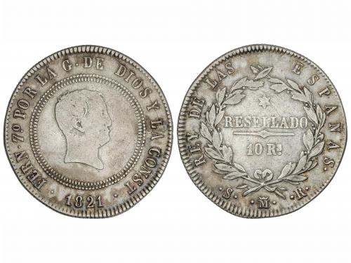 FERNANDO VII. 10 Reales. 1821. MADRID. S.R. 13,79 grs. AR. M