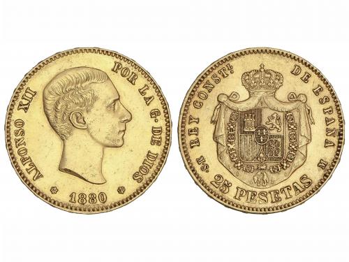ALFONSO XII. 25 Pesetas. 1880 (*18-80). M.S.-M. (Leves golpe