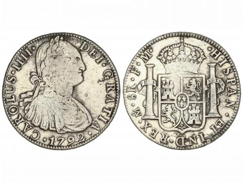 CARLOS IV. 8 Reales. 1792. MÉXICO. F.M. 26,67 grs. (Limpiada