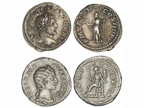 IMPERIO ROMANO. Lote 2 monedas Denario. CARACALLA y JULIA MA