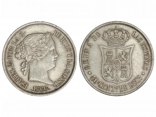 ISABEL II. 40 Céntimos de Escudo. 1866. MADRID. 5,12 grs. AC