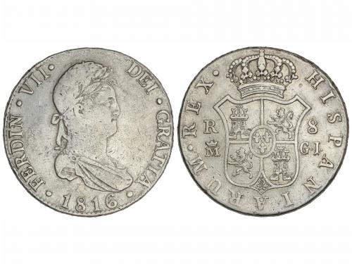 FERNANDO VII. 8 Reales. 1816. MADRID. G.J. 26,83 grs. (Golpe