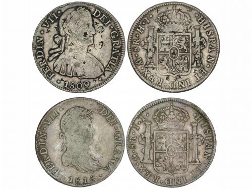 FERNANDO VII. Lote 2 monedas 8 Reales. 1809 y 1815. MÉXICO. 