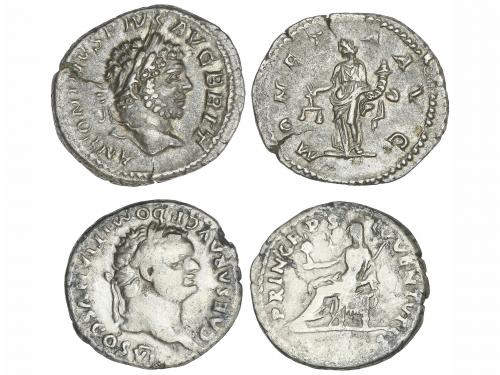 IMPERIO ROMANO. Lote 2 monedas Denario. TITO y CÓMODO. AR. T