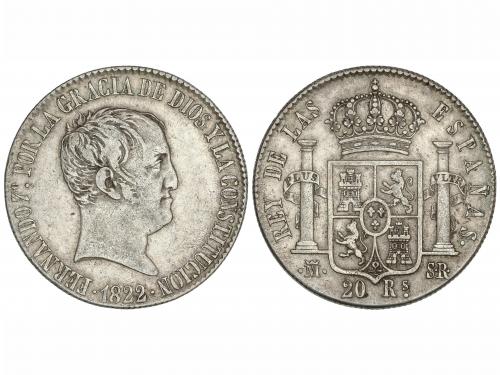FERNANDO VII. 20 Reales. 1822. MADRID. S.R. 26,75 grs. Tipo 