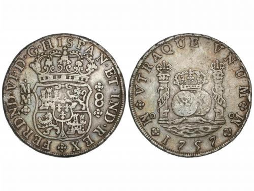 FERNANDO VI. 8 Reales. 1757. MÉXICO. M.M. 26,83 grs. Columna